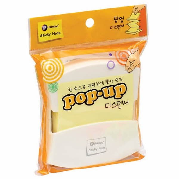 프린텍 PD76Y 팝업 점착메모지 노랑(디스펜서포함)